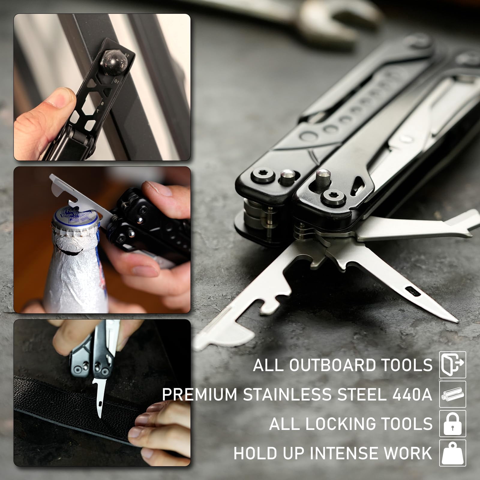 Multitool  20-in-1 Stainless Steel Multi Tools Pliers With Nylon Sheath Safe Locking Professional Multi-tool For Camping And Black