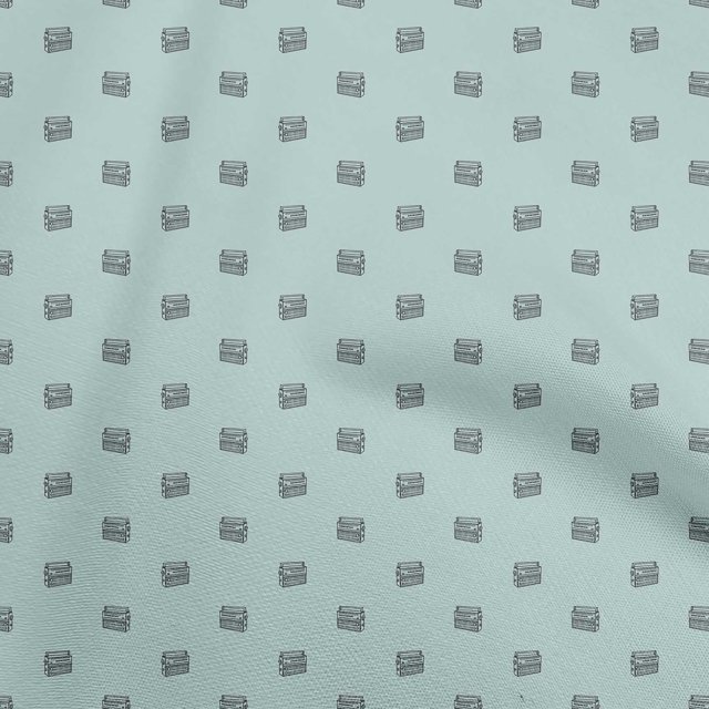 oneOone Popeline de Coton Tissu Bleu Clair Rétro Matériel de Couture Imprimé Tissu au Mètre 56 Pouces de Large