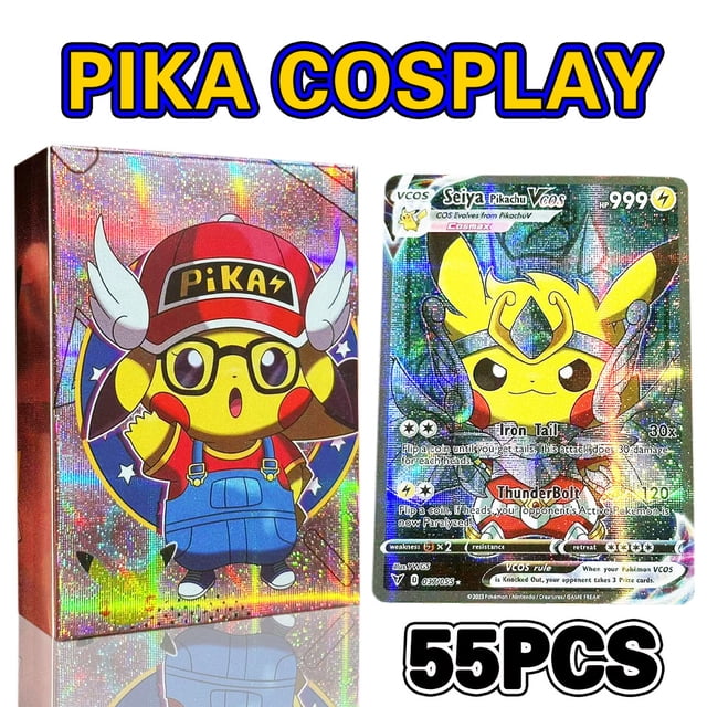 DIY Flash Pokemon Cards Pikachu Cosplay Luffy Tanjirou One Piece Goku Naruto Eva Frieza Anime Characters English Paper Card Gao Jinjia LED