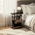 thumbnail image 6 of Narrow Small Side Table for Small Spaces - Slim End Table with Magazine Rack - 2 in 1 Narrow End Table Living Room - Skinny Bedside Table Nightstand Bedroom Thin Side Table, Black, 6 of 10