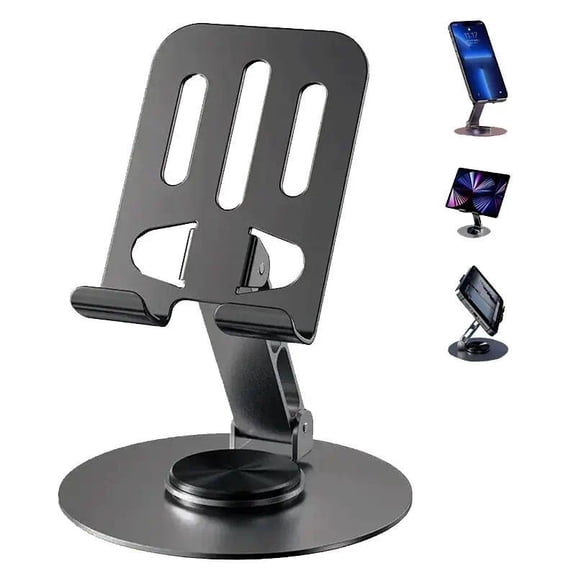Metal Phone Stand, 360° Rotating Foldable Portable, Universal Fit for All Phones, Ideal Desk Holder, Compact Design, Smartphone Holder Stand