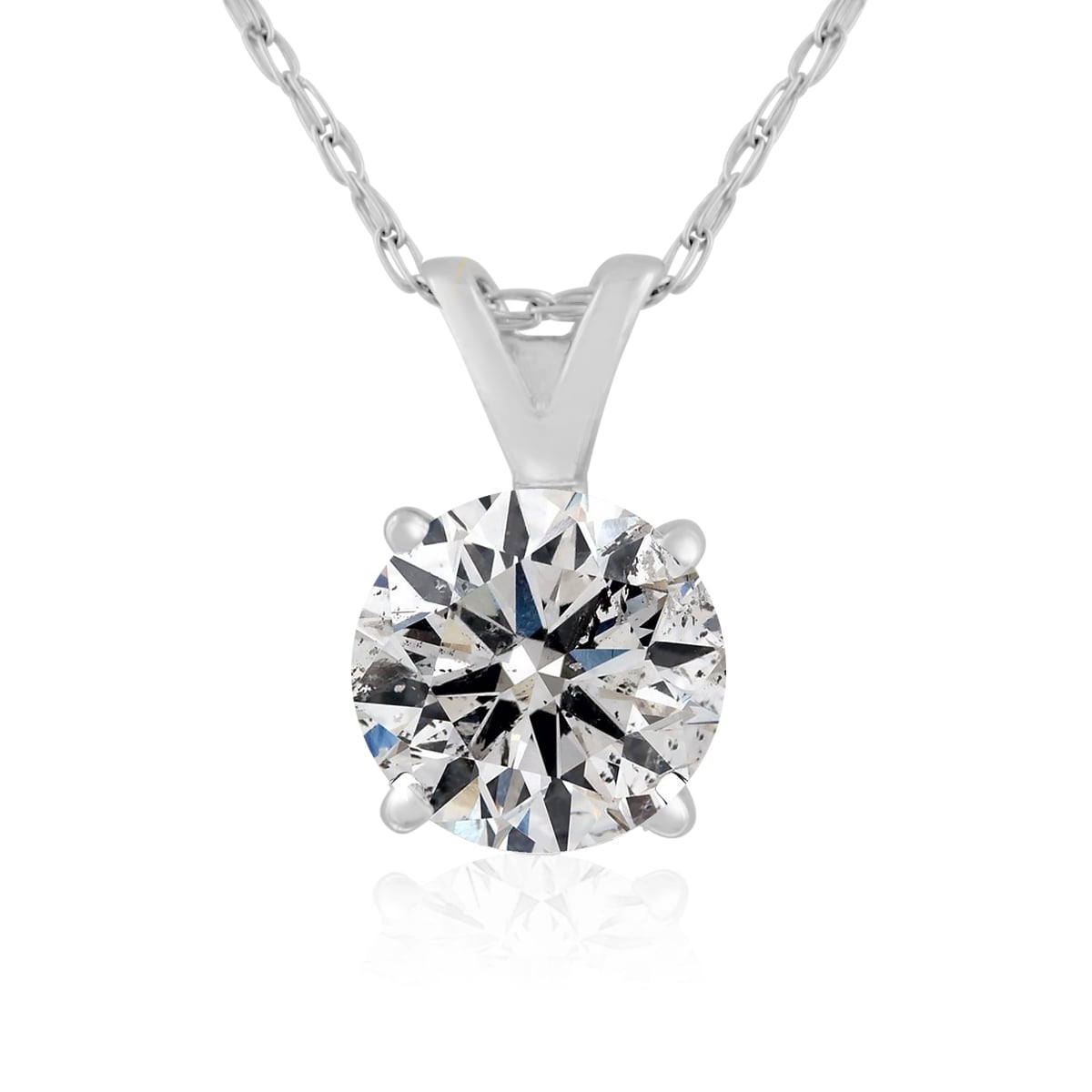 SuperJeweler 1 Carat Diamond Solitaire Necklace in 14 Karat White Gold for Women