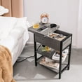 thumbnail image 7 of End Table with Charging Station, Flip Top Side Table with USB Ports and Outlets, Sofa Couch Table Bedside Table for Living Room Bedroom, Narrow Nightstand with Storage Shelves for Small Space, 7 of 7