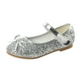 thumbnail image 1 of LNMQLPDBS Chaussures de Princesse pour Petites Filles Paillettes Sequins Talons Bas Chaussures de Robe de Princesse avec Nœud Fleur Fille Bout Fermé Sangle Réglable Chaussures de Ballet de Mariage Fête Danse, 1 of 4