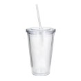 thumbnail image 1 of Vaso de plástico reutilizable, vaso transparente de doble capa con pajita, apto para zumo., 1 of 3
