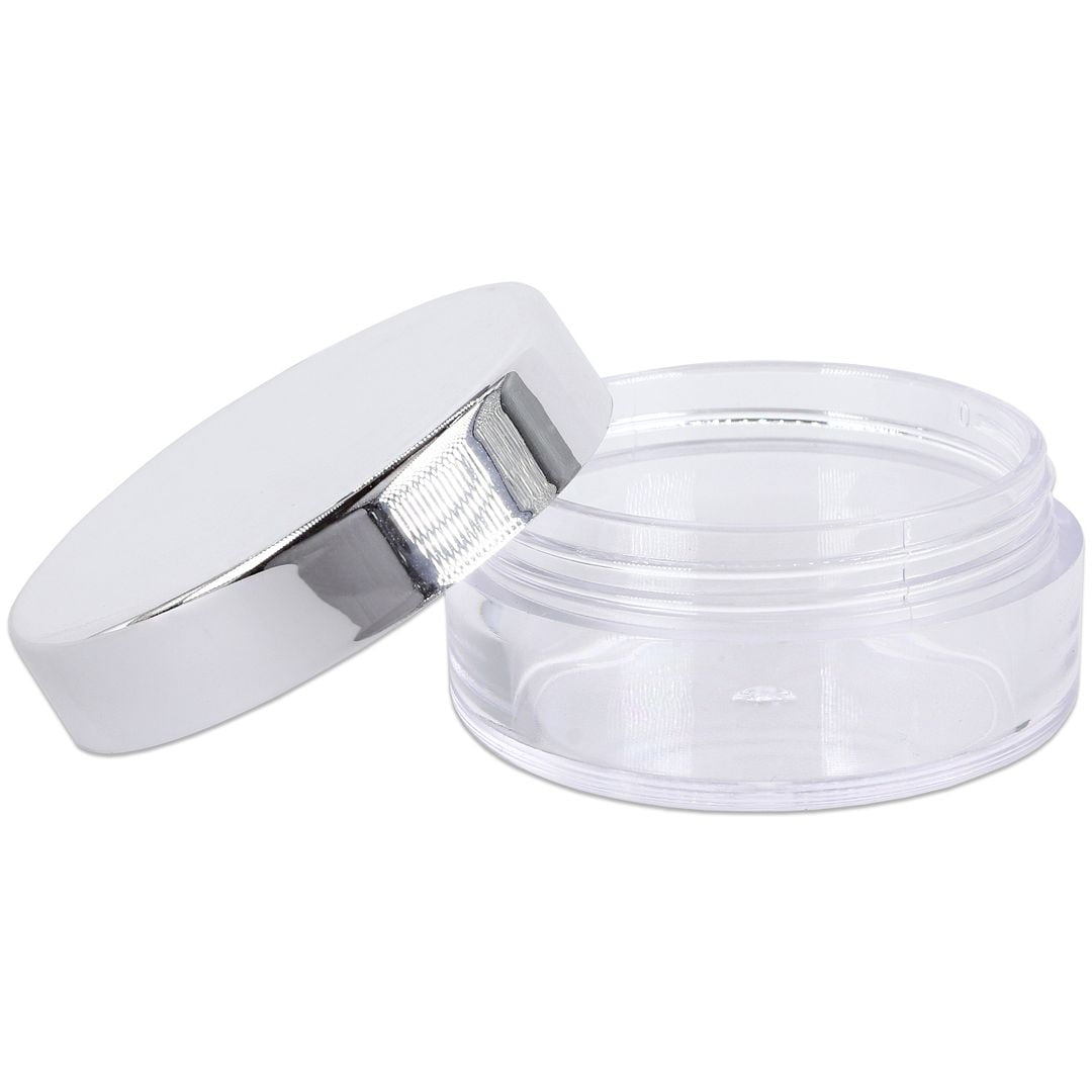 Beauticom 10 Grams/10 ML (0.35 Oz) Premium Round Clear Body Leak Proof Plastic Container Jars with Silver Lids - Storage Cosmetic Lotion Creams Ointments (600 Pieces Jars + Lids, Silver)