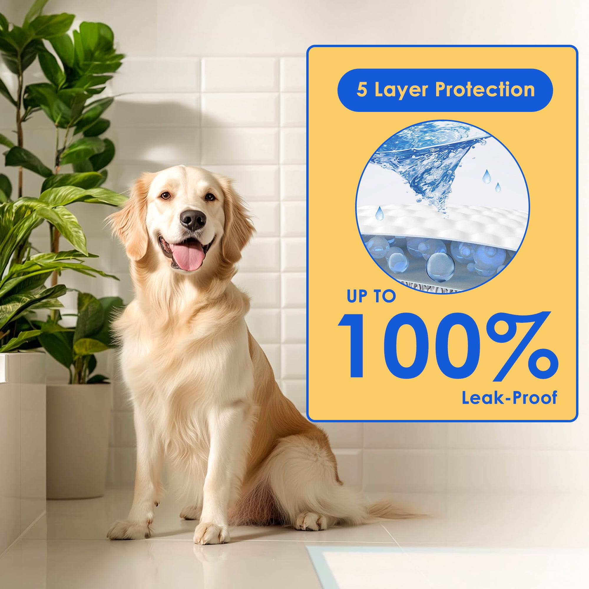 ZDSSY Puppy Pads, 22" x 22", 100 Count Dog Wee Wee Pads with Powerful Absorbency - Quick-Dry Puppy Pee Pads Pet Potty Training -100 Pack
