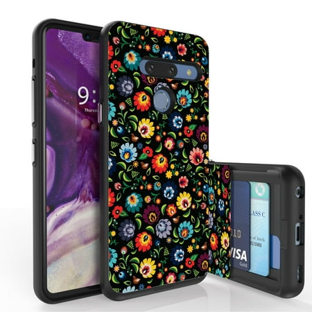 LG G8 ThinQ Case, PimpCase Slim Wallet Case + Dual Layer Card Holder Designed For LG G8 ThinQ (Released 2019) Rainbow