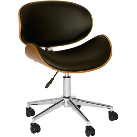 Walnut Veneer Mdf - ARMEN LIVING Daphne Modern Chair, Black And Walnut Veneer Back and Chrome