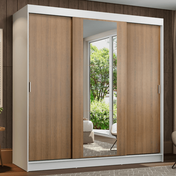 Ropero Closet Madesa Reno 3 Puertas Corredizas 1 Espejo B/M