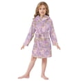 thumbnail image 6 of FORMRS Niños Bathrobe Unisex Hooded Robe Soft Plush Pajamas Sleepwear, Size 2-3T, Pastel Pink Marble Pattern, 6 of 7