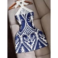 thumbnail image 2 of Sexy Fitted Halter Tie Waist Printed Color Block Mini Dress for Women - Casual Beach Holiday Travel, 2 of 3