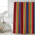 thumbnail image 4 of Rainbow Striped Bathroom Shower Curtains with 12 Hooks Polyester Waterproof Shower Curtain for Stalls and Bathtubs Boho Ethnic Colorful Lines Minimalist Decorative Bathroom Curtain 72x72 Inches, 4 of 9