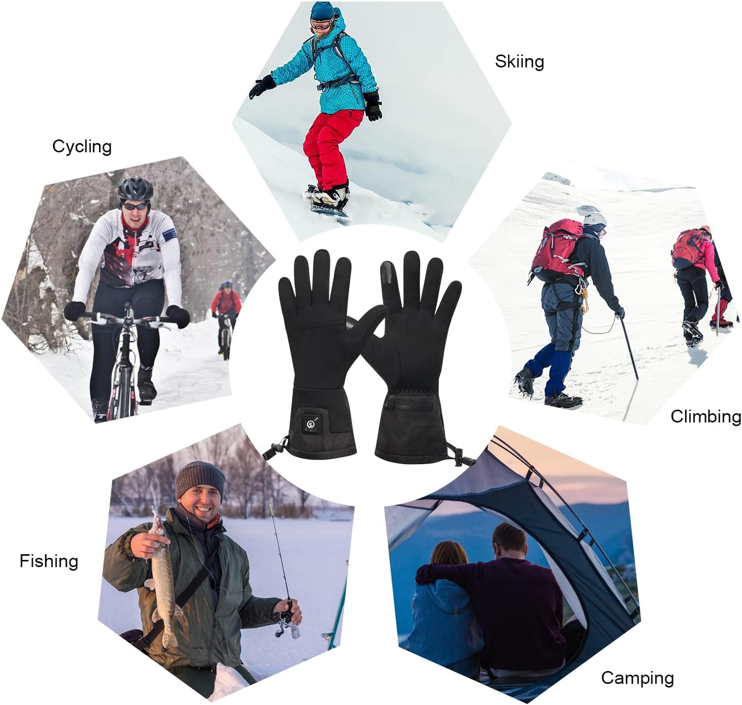 SNOW DEER Heated Glove Liners Men Women,Rechargeable Battery Heated Motorcycle Ski Snow Warmer Gloves