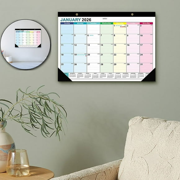 Dvruxg Desk Calendar 2026, 18 Months Desktop Calendar from Jan 2026 - June 2027, Large Monthly Wall Calendars with Hanging Hole and Corner Protector for Office Home
