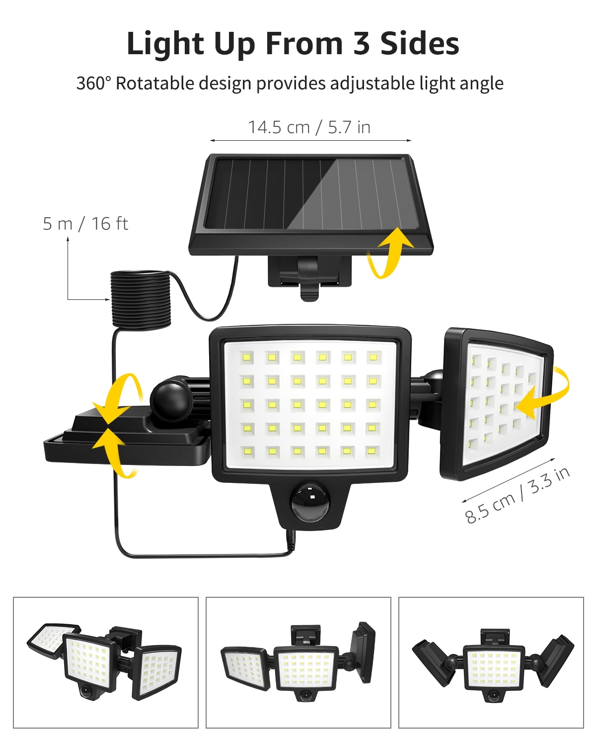 Solar LED Flood Light 4.8W/9W/13.5W, 6000K, Auto On/Off, IP65 Waterpro –  Wen Lighting