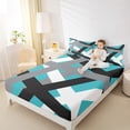 thumbnail image 4 of Manfei Modern Geometric Bed Sheets,Stripe Lines Pattern King Sheets,Gray Black Blue Sheet Set For Girl Boys,Super Cozy Room Decor,4 Pieces, 4 of 7