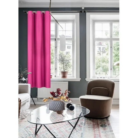 Gorgeous Home Linen (#32) Hotel Quality Silver Grommet Hot Pink Faux Silk Blackout Heavy Thick Window 63" Length 1-Panel