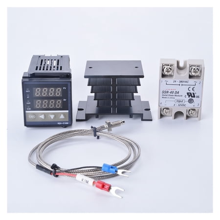 Digital PID Temperature Controller REX-C100 REX C100 Thermostat + 40DA SSR Relay+ K Thermocouple 1m Probe RKC Temperature calibrating