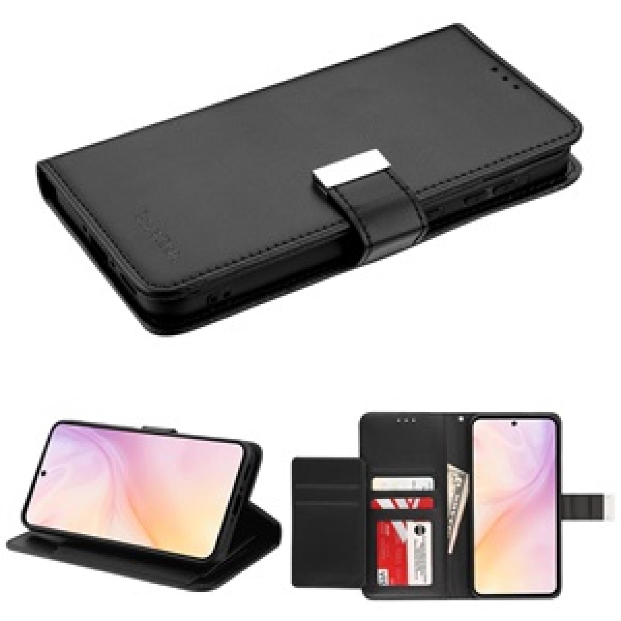 2 in 1 Complete Protection Bundle compatiable with Galaxy A36 5G – Black Wallet Folio Case + Full-Coverage Privacy Screen Shield