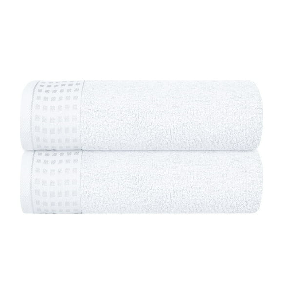 Juego de toallas de baño GLAMBURG, 100% algodón, 70 x 140 cm, 2 unidades, color blanco
