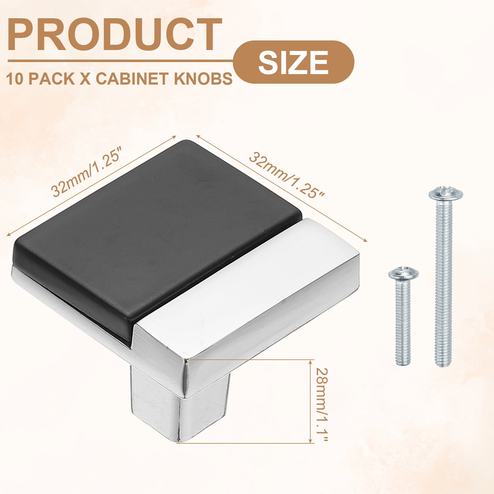 10 Pack Cabinet Knobs, Kitchen Cabinet Pulls Single Hole Dresser Handles and Drawer Pulls for Bedroom Dresser Black Silver