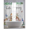 thumbnail image 6 of Spring Botanical Sheer Curtains 96 Inches Long 2 Panels Set, Window Sheer Curtains for Living Room/Bedroom, Vintage Black Plaid Brown Wooden Grain Light Filtering Rod Pocket Curtain 52''x96''x2, 6 of 8