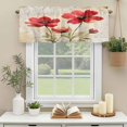 thumbnail image 3 of Red Flowers Leaf Window Valance Curtain Vintage Red Floral Plant Rod Pocket Short Curtain for Living Room, Bedroom & Kitchen Window Decor 54x18in, 3 of 8