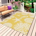 thumbnail image 4 of Outdoor Rug 3x5 ft Shell Starfish Outdoor Large Area Rug Non Slip Rubber Yellow Coastal Coral Conch Front Door Mat RV Rug Camping Carpet Patio Outdoor Rugs for Backyard Balcony Deck Porch Indoor, 4 of 9