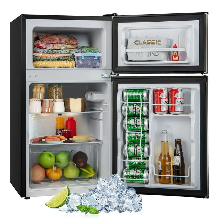 3.2 Cu.Ft. Small Fridge with Freezer Compact Refrigerator with Reversi