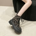 thumbnail image 4 of Roncen Womens Platform Boots Round Toe Flat Ankle Boots Punk Boots Lace Up&Zipper Combat Boots, 4 of 9