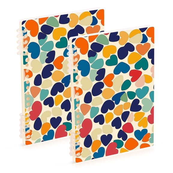 FORMRS 1-Subject Spiral Notebook 8" x 5" College Ruled 60 Refillable Sheet A5 Hard Cover, 2 Pack, Colorful Clover Pattern