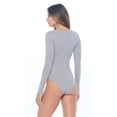 thumbnail image 4 of ACTIVE UNIFORMS Bodysuit For Women Long Sleeve Scoop Neck Body Suit-Breathable Cotton Stretch (Grey, Large), 4 of 6