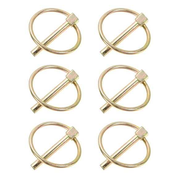Uxcell 1/4" x 1-3/8" Lynch Pin with Ring, 6 Pcs Heavy Duty Round Linch Pins Shaft Locking Pin Clips for Farm Tractors Trucks Lawn Mowers Trolleys Trailers