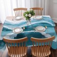 thumbnail image 3 of Navy Blue Waves Coastal Table Cloth Waterproof Tablecloths, Teal Ombre Summer Beach Oceans Tablecloth Dining Table Cover for Kitchen Party Tabletop Outdoor, Rectangle Tablecloth 60x84 Inch, 3 of 9