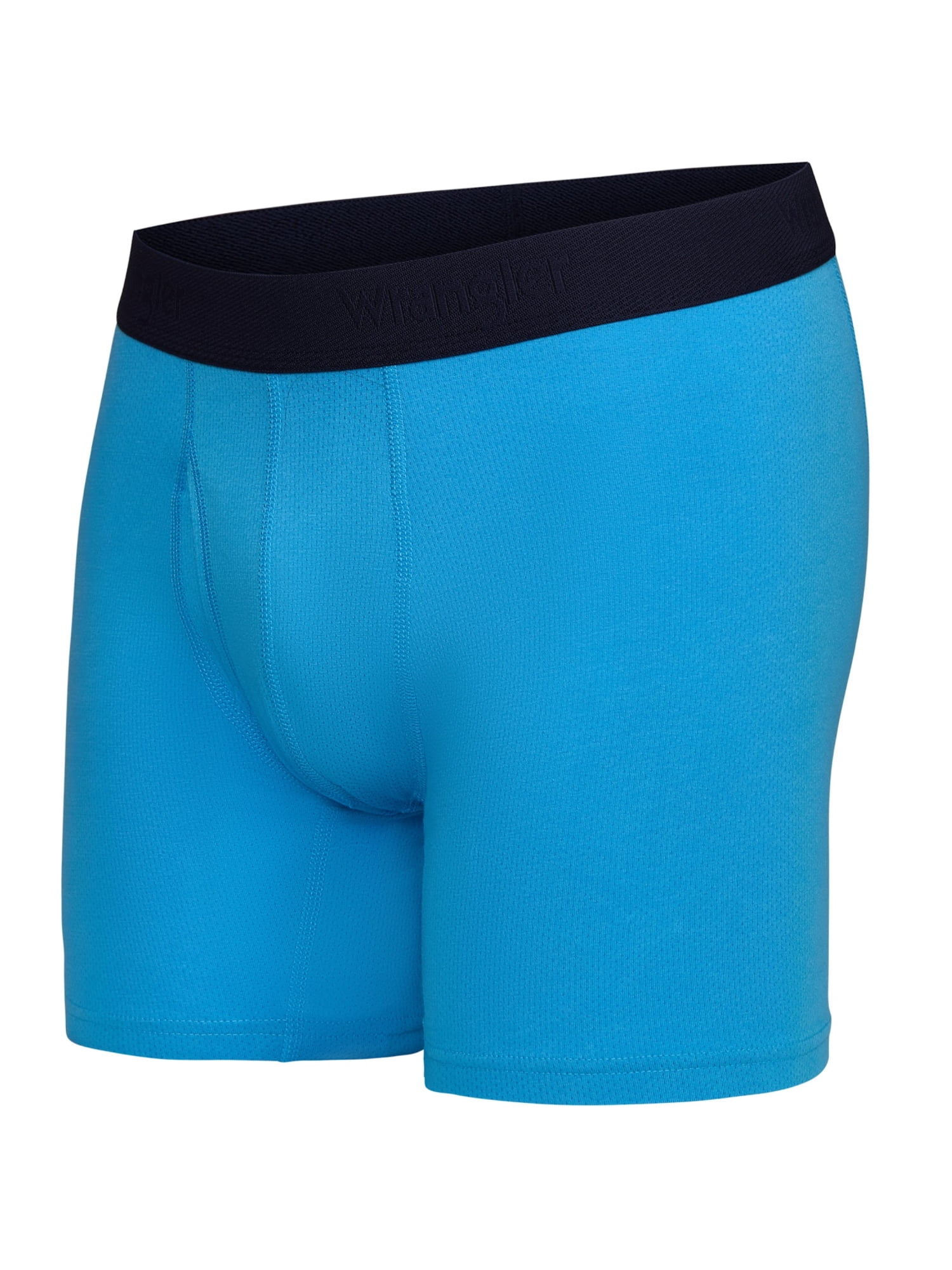 Wrangler 6" Active Cotton Stretch Mesh Boxer Briefs for Men, Large, Navy/Azure Blue/Charcoal, 6-pack