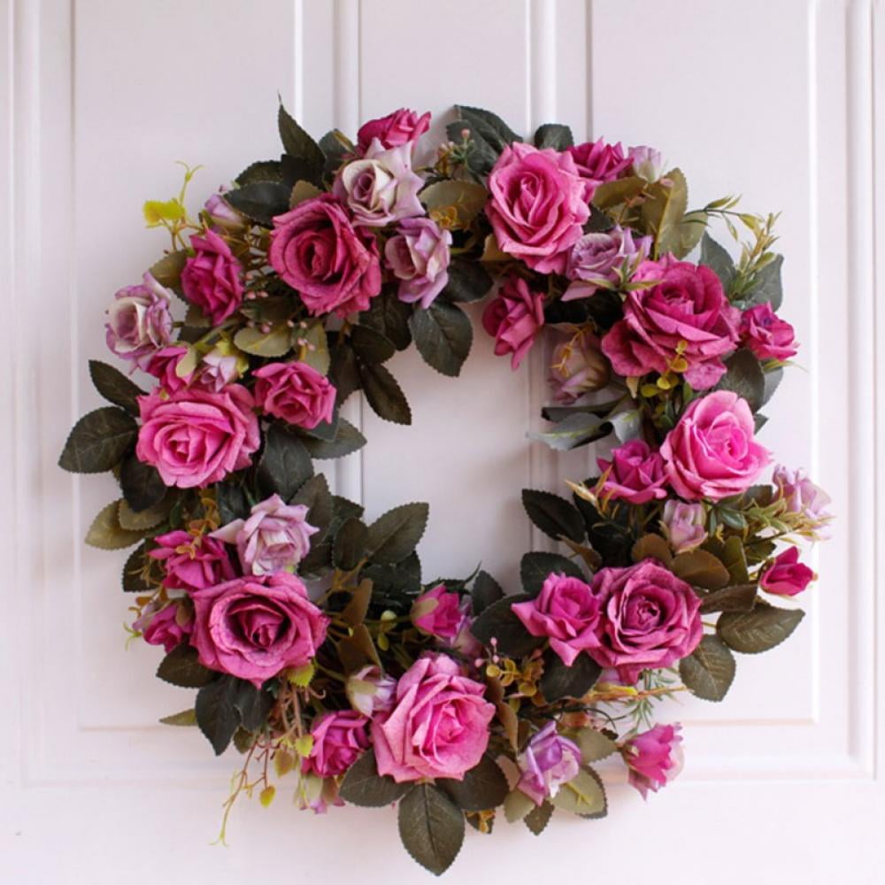 15" Peony Flower Wreath Handmade Pink Floral Wreath Artificial Spring