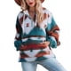 thumbnail image 1 of Sudadera con capucha y cuello en V de moda para mujer con bolsillos y manga larga con cordón ajustable, color rojo M, 1 of 6