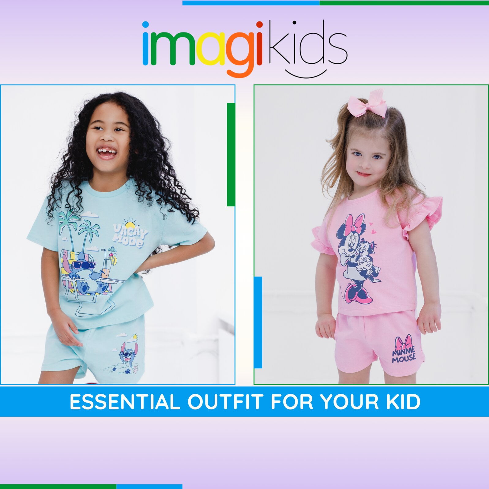 Disney Minnie Mouse Baby Girls' Short Sleeve Graphic T-Shirt and French Terry Shorts Set Pink Optic Wash Minnie Mouse