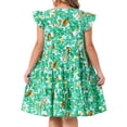 thumbnail image 4 of Vestido Boho de Talla Grande para Mujeres Agnes Orinda con Estampado Floral, Volantes en Capas, Mangas de Mariposa, Cuello Redondo, Vestido de Verano Babydoll 4X Verde, 4 of 7