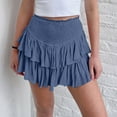 thumbnail image 2 of Skirt Shorts for Women Summer Layered Pleated Flowy Mini Skirt Shirred High Waisted Ruffle Flared Short Skirts, 2 of 9