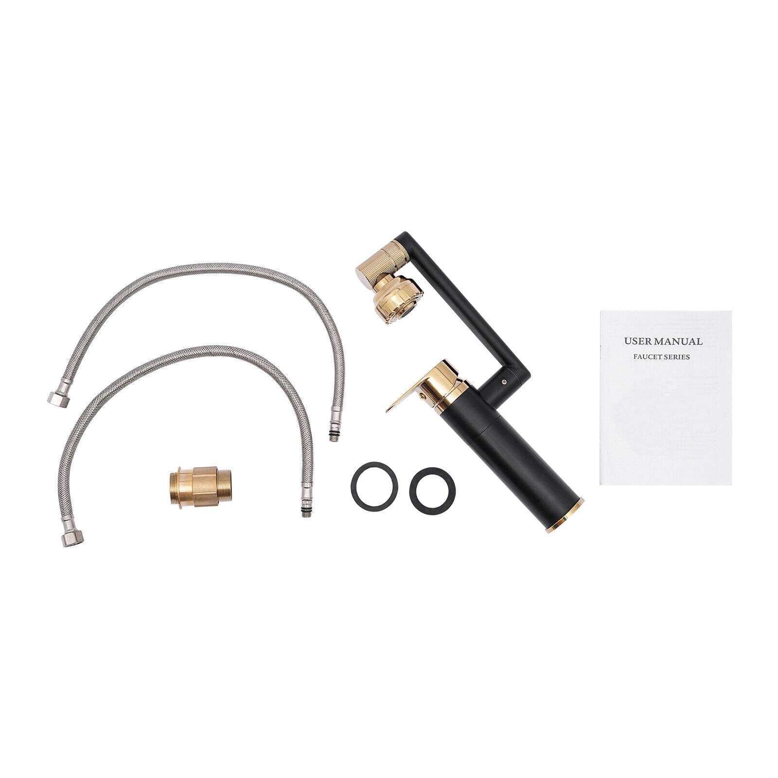 Bathroom Faucet Brushed Nickel, Home RV Faucet for Sink, 2 Water Outlet Modes Hose Connection, 360°Swiveling, for RV Counter