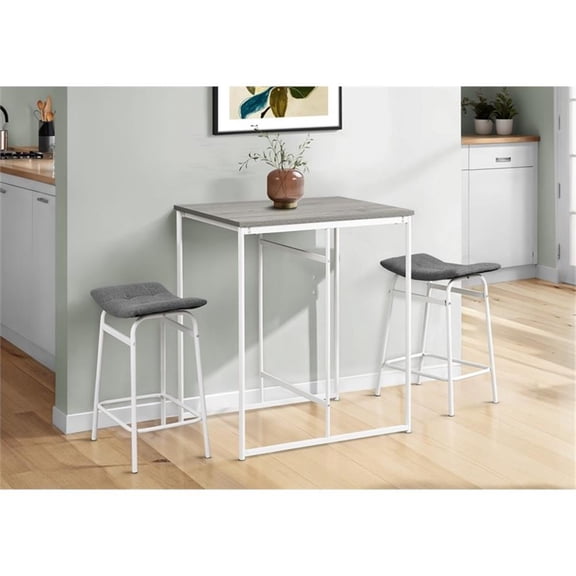 Pemberly Row 32" Rectangular Counter Height Dining Table in Gray Laminate