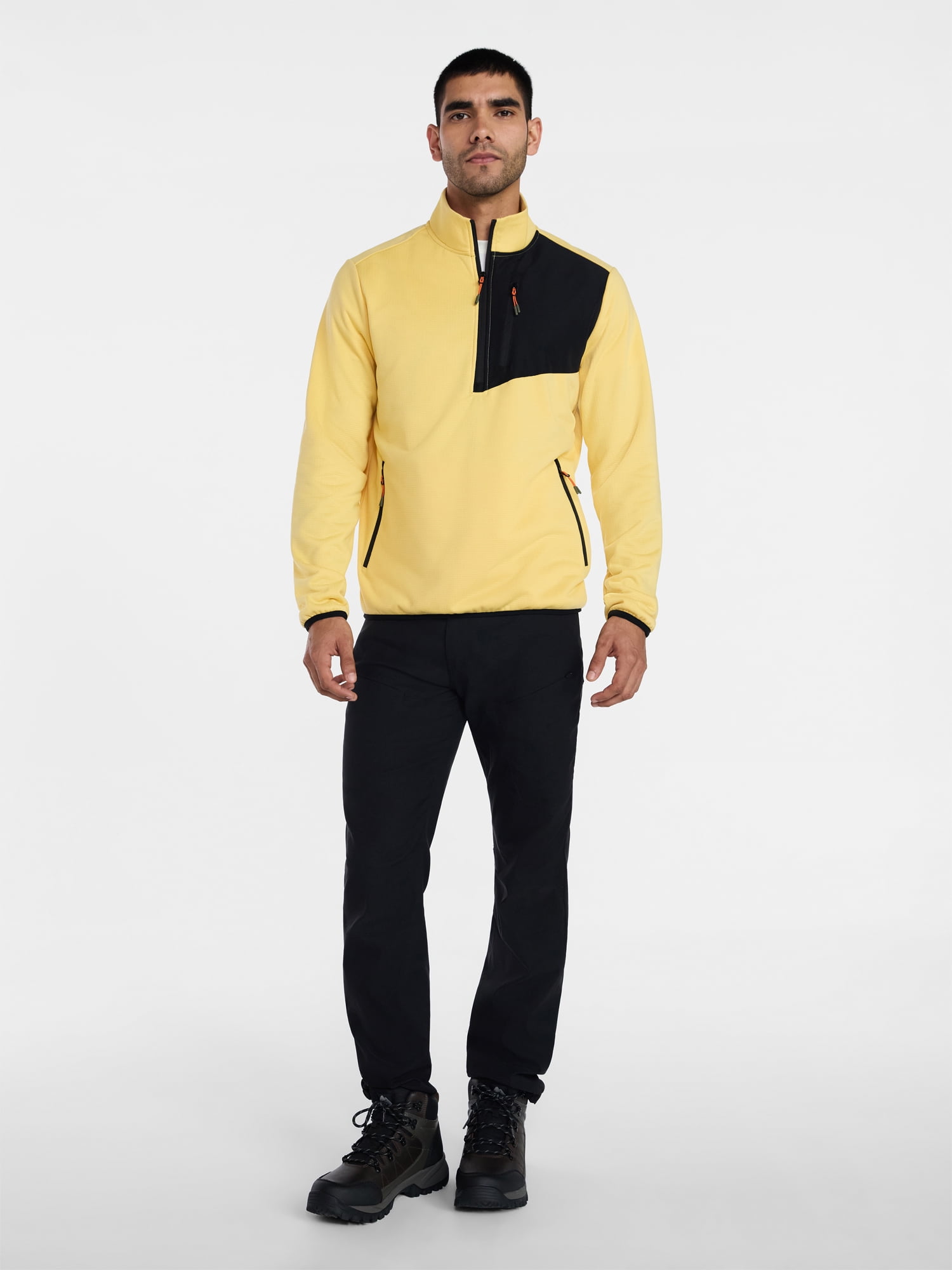 Ozark Trail Men's and Big Men's Quarter Zip Grid Fleece Jacket, Sizes S-3XL