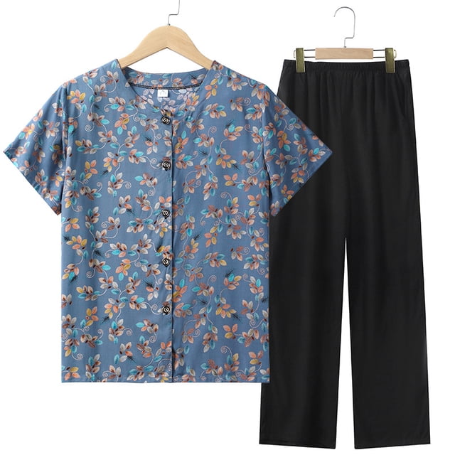 Summer Suit Cotton Silk Large Old Clothes Old Lady‘s Short Sleeve Trousers New Style Cardigan
