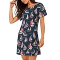 thumbnail image 2 of Naloa Sailboat And Wave Print Women Nightgowns,Womens Loungewear,Short Sleeve Sleepwear,Comfy Ladies Nightdress, 2 of 6