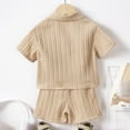 thumbnail image 4 of Fgnfyis Outfits for Boys Baby Boys Clothes Ribbed Button Down Shirt Tops +Shorts Pocket Outfit 2 PCS Set 12 Months 6T Khaki 5-6 Years, 4 of 9