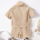 thumbnail image 3 of MKLEKYY conjunto de 2 Piezas de Ropa para Bebés y Niños Pequeños, Camisa Acanalada con Botones y Pantalones Cortos con Bolsillo, 12 Meses, 6T, Sin Camiseta, 3 of 4