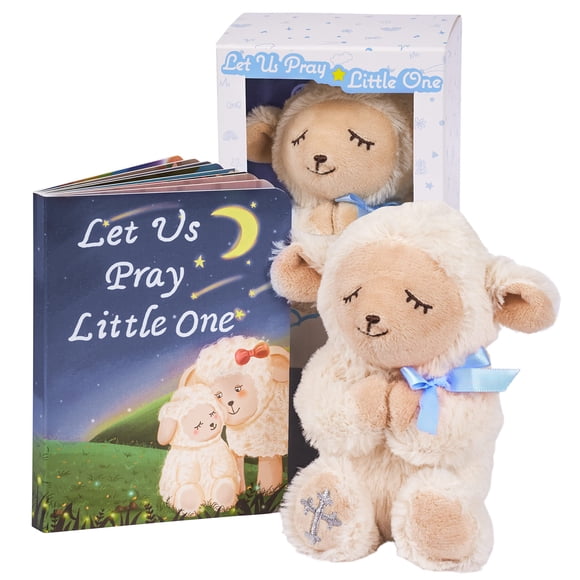 Set de regalo de bautismo MyMateZoe para niños con peluche de cordero rezando
