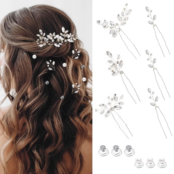 12 Pieces Hair Accessories for Women Pearl Crystal Bridal Hair Pins Wedding HairPieces for Brides Vintage Decorations Bride Bridesmaids